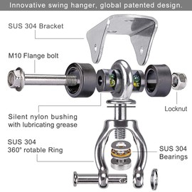 SELEWARE Silent Swing Hanger Heavy Duty Swing Hook Swivel Bearing Swing Mount Hardware for Porch Swing Hammock Chair Heavy Bag Yoga Silk Suspension Straps Olympic Rings 2 Pack