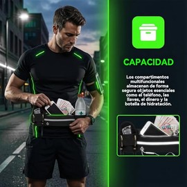 Nivofu Cangurera Deportiva de Viaje, Cinturón Running Elástico con Compartimento y Conector para Audífonos, Riñoneras Deportivas de Hombres y Mujeres 