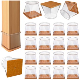 24 Pcs Chair Leg Floor Protectors for Hardwood Floors Square Silicone Covers to Protect Wood Tile Floors Felt Pads Furniture Leg Caps Anti-Scratch Reduce Noise (Fit:1-5/8" to 1-3/4")