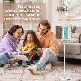 HDCHQXQ Standing Reading Stand, Adjustable Book Stand Height and Angle, Music Stands,for Laptops, Tablet Bibles, Recipes, Cooking, Books Wooden Display Rack,Stable Portable with Clip (White)