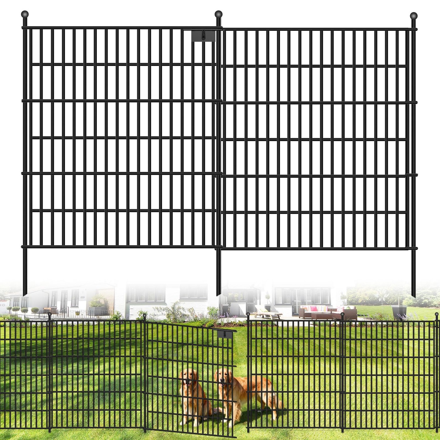 Toolterritary 10 Panels No Dig Garden Fence with Gate, 32 in(H) X24.2 ...