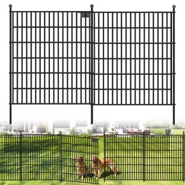 Toolterritary 10 Panels No Dig Garden Fence with Gate, 32 in(H) X24.2 ft(L) Metal Fence Panels, Thickened Rustproof Garden Fencing, Animal Barrier Fence for Dogs, Rabbits, and Patio
