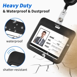 3 Pack Sliding ID Badge Holder, Black Horizontal Hard Plastic Card Case Protector with Clear Window for Office School ID, Credit Cards, Proximity Key Cards, Driver's Licenses (Black)