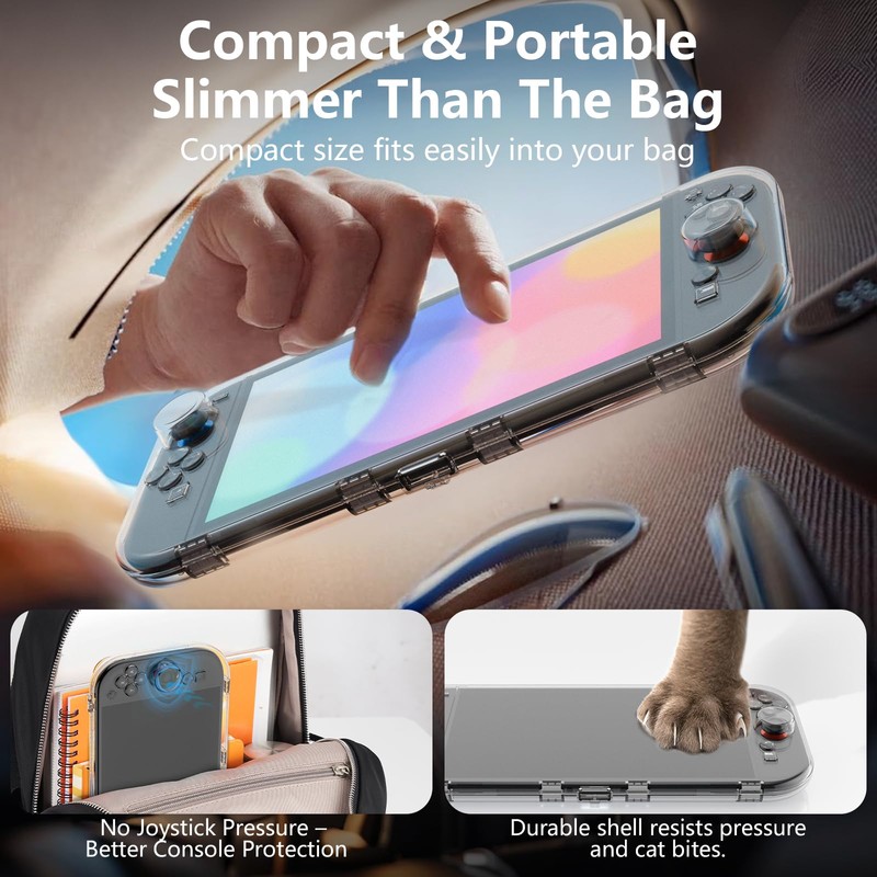 IINE Clear Storage Case for Switch 2 Console, Full-Body Hard