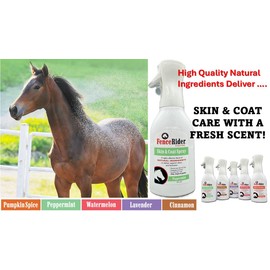 Fence Rider Skin & Coat Spray for Horses, Blend of Premium Natural Ingredients to Soothe Skin and Shine Coat, 24 oz Ready to Use (Pumpkin Spice)