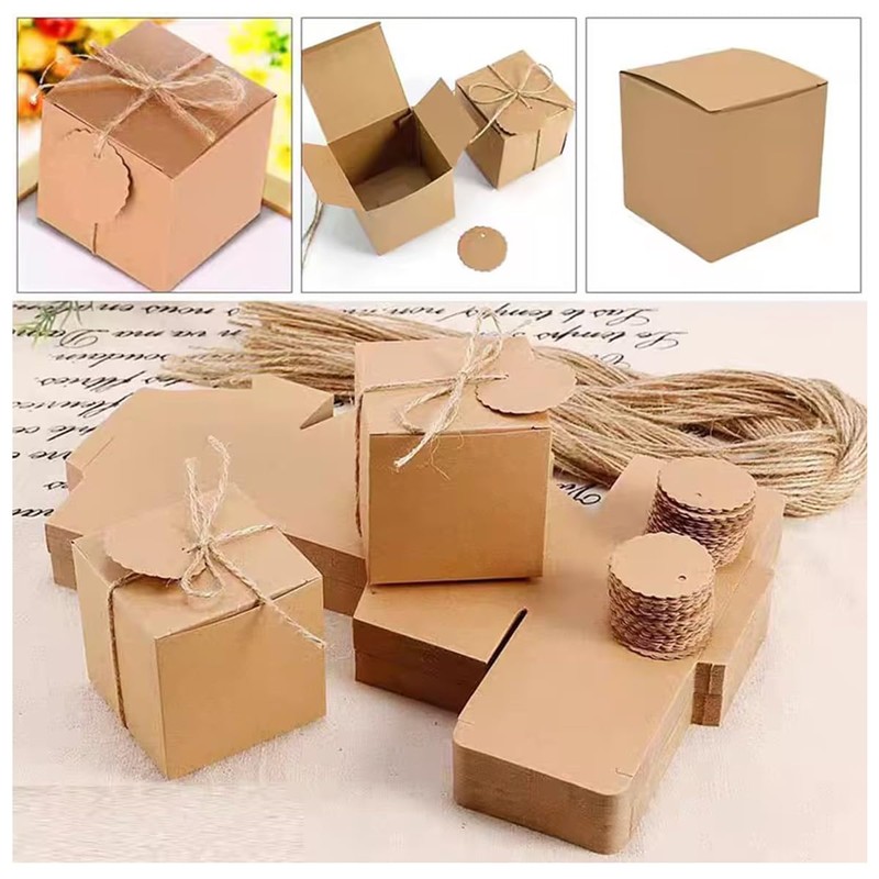 100PCS DIY Gift Box Kraft Paper Favor Boxes - 5x5x5cm
