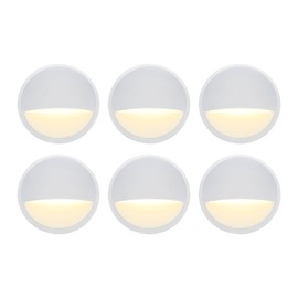GKOLED Landscape Deck Light, Low Voltage 12V AC/DC Outdoor Patio Lighting, LED 2W Step Light, Die-Casting Aluminium with Glossy White Powder Coated Finish, 3000K, 6 Pack