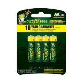 GoGreen Power (24001) Eco Friendly Alkaline AA Batteries - No Lead, Cadmium or Mercury - Pack of 4