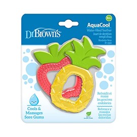 Dr. Brown's AquaCool - Mordedor de bebé relleno de agua, refresca y masajea las encías doloridas, sin BPA, piña y manzana, paquete de 2, 3 m +