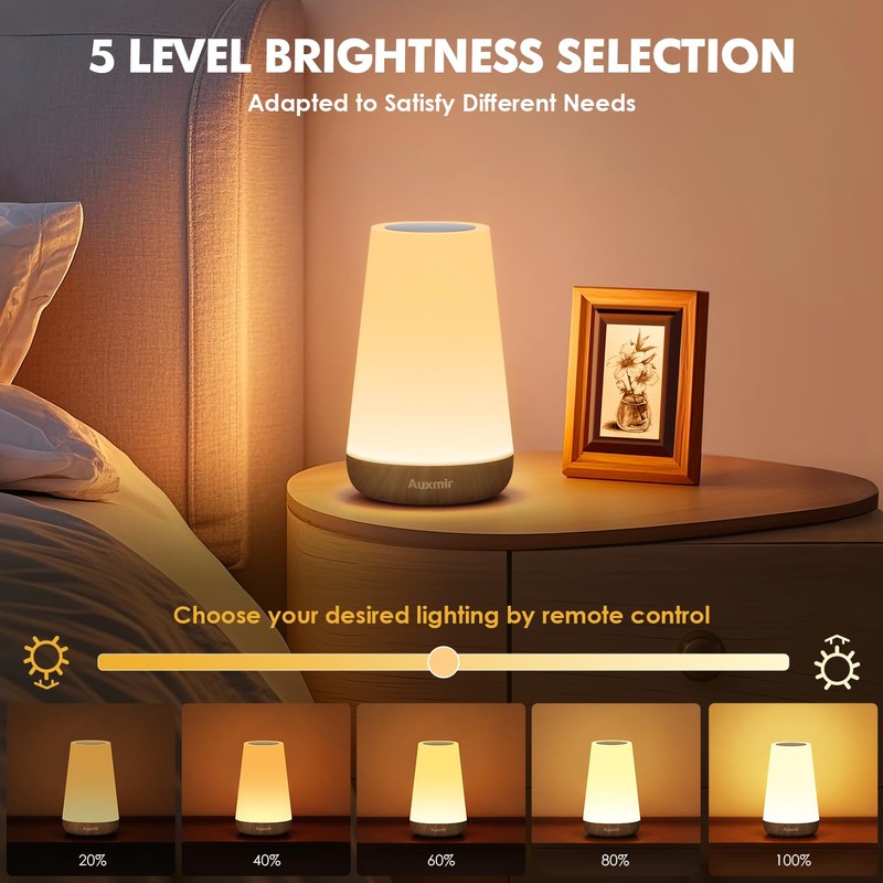 Auxmir LED Bedside Lamp, Dimmable Atmosphere LED Table Lamp