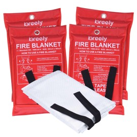 iGreely Emergency Fire Blanket 4 Pack 39” x 39”Prepared Hero Fire blanket Suppression Fiberglass Fire Safety Blanket for Home,Kitchen,Grill,Camping,Car,Office,Warehouse Emergency Survival