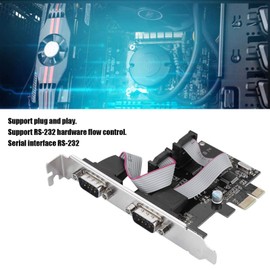 ASHATA 2 Port Serial RS232 PCI-E Interface Card, PCI-E to Dual RS-232 Serial Port Adapter Converter, 2.5 Gbps PCIe Serial RS232 Interface Card Adapter for