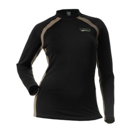 DOING SOMETHING GREAT Women's D-Tech Crewneck Hunting Base Layer Shirts (Black/Stone, XX-Large)