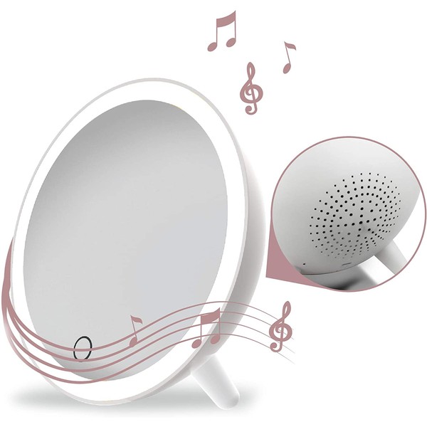 Aduro Vanity Mirror Makeup Mirror with Lights and Bluetooth Speaker, U-Reflect Plus Audio Home Beauty LED Wireless Travel Smart Mirror, Compact Rechargeable