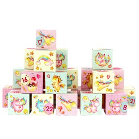 Paper Dragon DIY Advent Calendar Box Set – Black / Gold with Glitter – 24 Colourful Cardboard Boxes to Set Up and Fill – 24 Boxes – Christmas 2018