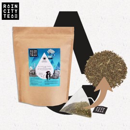 Rain City Tea Perfect Mint - Free Pyramid Organic Herbal and Fruit Tea Bags - 50 Compostable Whole Leaf Chai Tea - USDA Certified |Cellulose Inner Packaging|