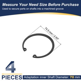 PATIKIL 4 Pcs Internal Retaining Rings, 70mm C-Clip Snap Ring 65 Manganese Steel Internal Retaining Circlip Snap for Automotive Grooved Shafts Stud