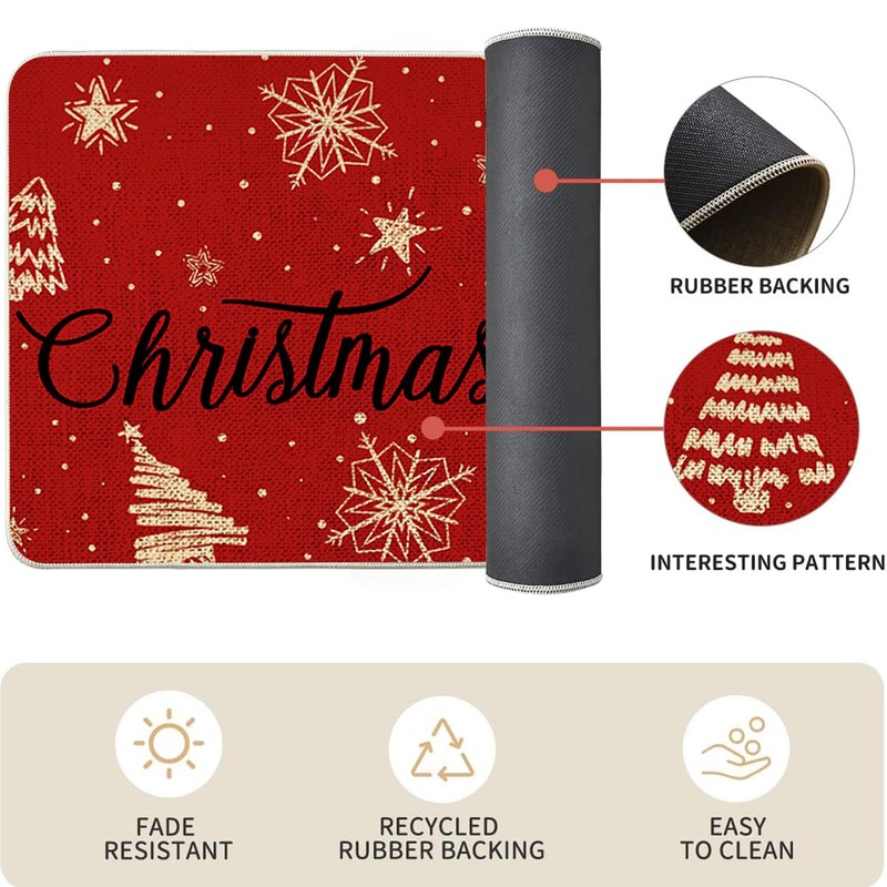 Christmas Kitchen Mat Set of 2, Home for Decor Door