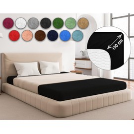 Sesto Senso Fitted Sheet 160 x 200 cm Black Skin Colour for Topper Terry Cloth with Elastic Band 100% Cotton