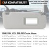 Right Passenger Side Sun Visor for 2010-2023 Toyota 4Runner Grey