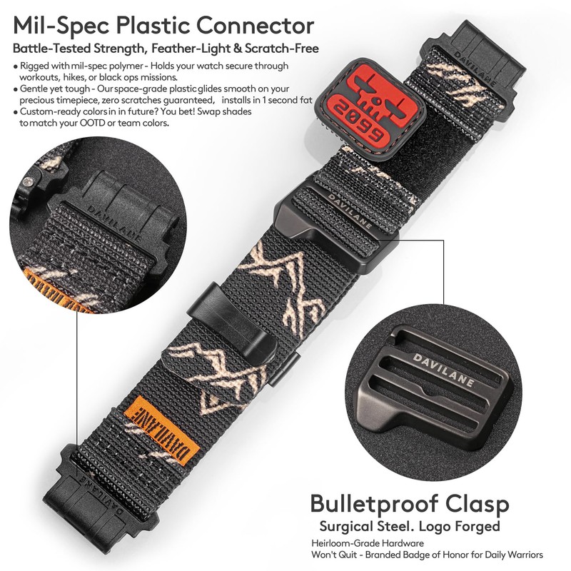 DAVILANE Nylon Military Watch Band for Casio G-shock GWG-1000 GWG1000,