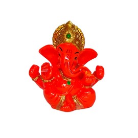 Sahishnu Online & Marketing Mini Ganesha Idol/Statue, Ganesha Car Decor, Ganesha Statue for Home/Car Decor- Orange (Mukut)