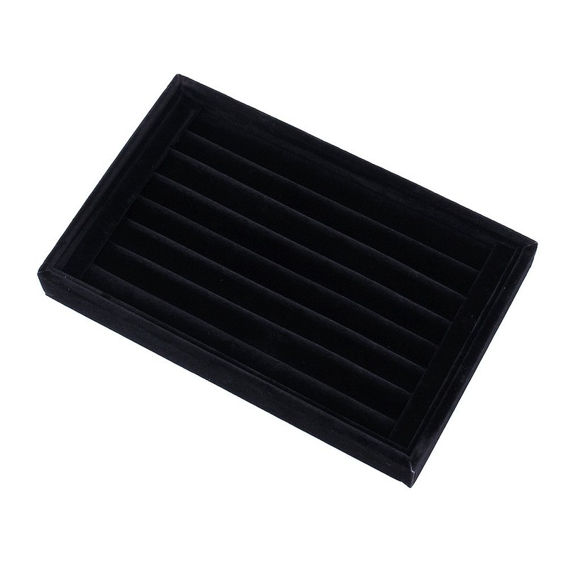 Velvet 7 Slots Ring Tray, Walfront Portable Earrings with Ring