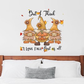 Thanksgiving Pumpkin Maple Leaf Gnomes Farmhouse Arch Wall Decal But I Think I Love Fall Most of All Wall Decal Vinyl Wall Decals Family Office Wall Art Decor 22 inch