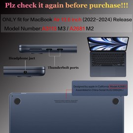 CISSOOK for MacBook Air 13.6 inch Case 2025 2024 2023 2022 Release Model M3 A3113 M2 A2681, Lotus Hard Shell Case Keyboard Cover for MacBook Air 13 M2 M3 M4 Chip, Charming Painting