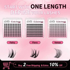 uCoolMe Lashes One Size Fairy Flora Venus Individual Manga Lash Extension with Ultra Thin Band Eyelashes Extensions Longlasting Easy to Apply Soft comfortable Makeup at Home For Beginner Friendly Cosmetic Spring Glow Up springtok:_Only Lashes Venus _10mm