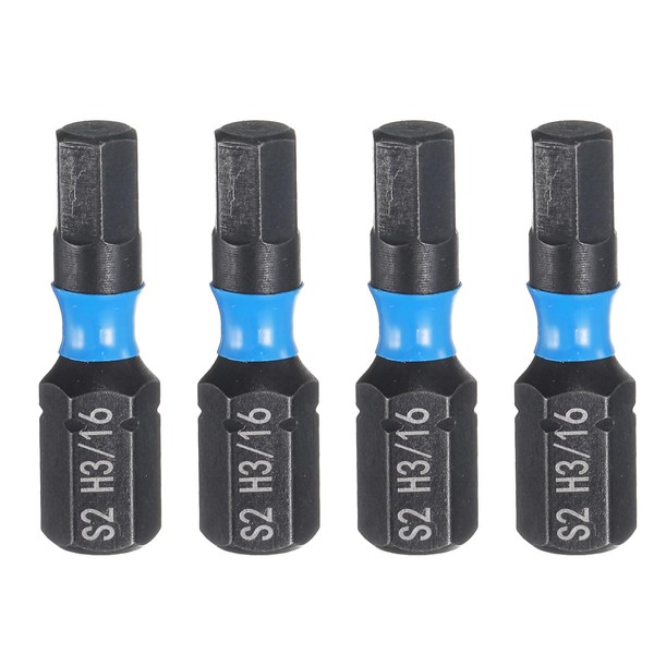 HARFINGTON 4pcs H3/16 SAE Hex Screwdriver Bit 1/4" Hex Shank