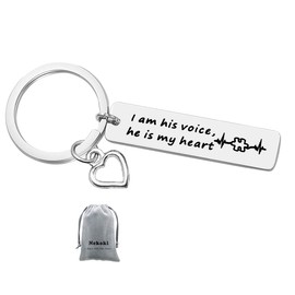 Nekoki For Autism Awareness Keychain I am His Voice He is My Heart Keychain Autistic Children Teacher Mom Dad Gift Birthday Gifts Thanksgiving Gift