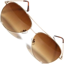 FashionBerry Sunglasses, Teardrop Aviator, Metal, Mirrored Lens, Color Lens, Pilot, Men's, Women's, Unisex, 3. Gold x Brown Half