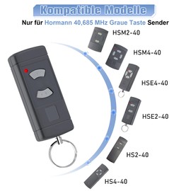 pepape Garage Door Handheld Transmitter for Hörmann HSE2-40, HS4-40, HSM4-40, Compatible with Hörmann Grey Buttons 40.685 MHz Garage Remote Control Handset
