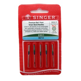 SINGER 5 Pk. Genuine Singer 2001 Size 90/14 Chromium Ball Point Embroidery Needles