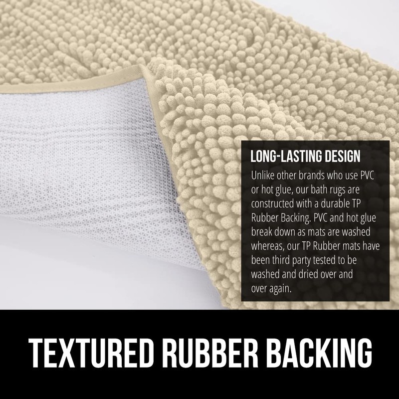 GORILLA GRIP Bath Rug Mat 44x26, Thick Soft Absorbent Chenille,
