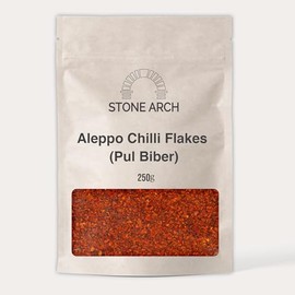 Aleppo Chilli Flakes (Pul Biber) Turkish Chilli 250g by Stone Arch - Pul Biber. Semi-Dried Red Pepper. Middle East Cuisine. Mildly Hot. Marash Pepper