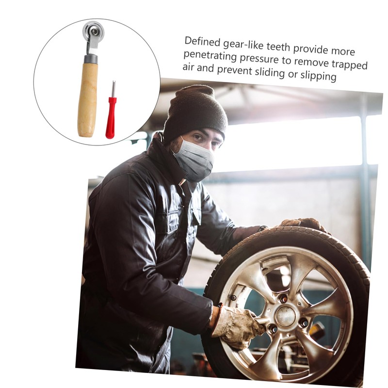 Mobestech 2pcs Tire Patch Roller Tool Set with Handle Automotive