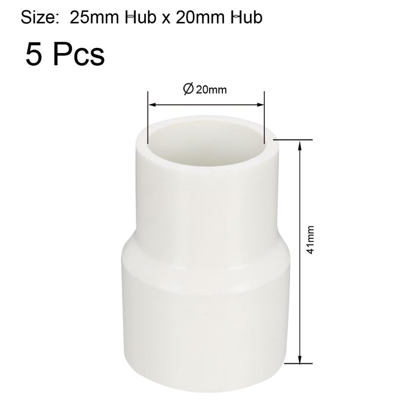 sourcing map 25mm x 20mm PVC Reducing Coupling Hub by