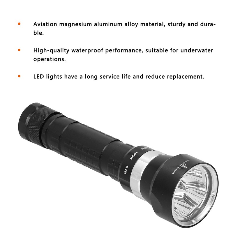 D40 Aviation Magnesium Aluminum Alloy Diving Waterproof Portable LED Flashlight
