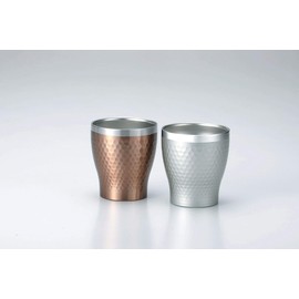 maebata 29828 Thermolock Tumbler Pair Silver & Bronze Vacuum Insulated Double Wall Stainless Steel Premier Aohyama Luxe 9.8 fl oz (290 ml) Gift Wrapped (Wrapping Paper Navy)