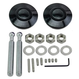 Riloer Aluminum 2.44 inches Diameter Universal Quick Latch Hood Pins, Quick Release Latch Push Button, Quick Release Hood Cap Pin Lock Clip Kit for Hood Bumper, 62mm/2.44" Push Button Latches, Black