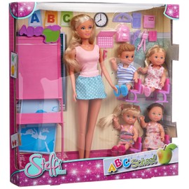 Simba 105730472002 Steffi Love - Maitresse d'école - Poupée Mannequin 29 cm - Tableau et Accessoires + 4 élèves Doll, Multi-Colour, One Size