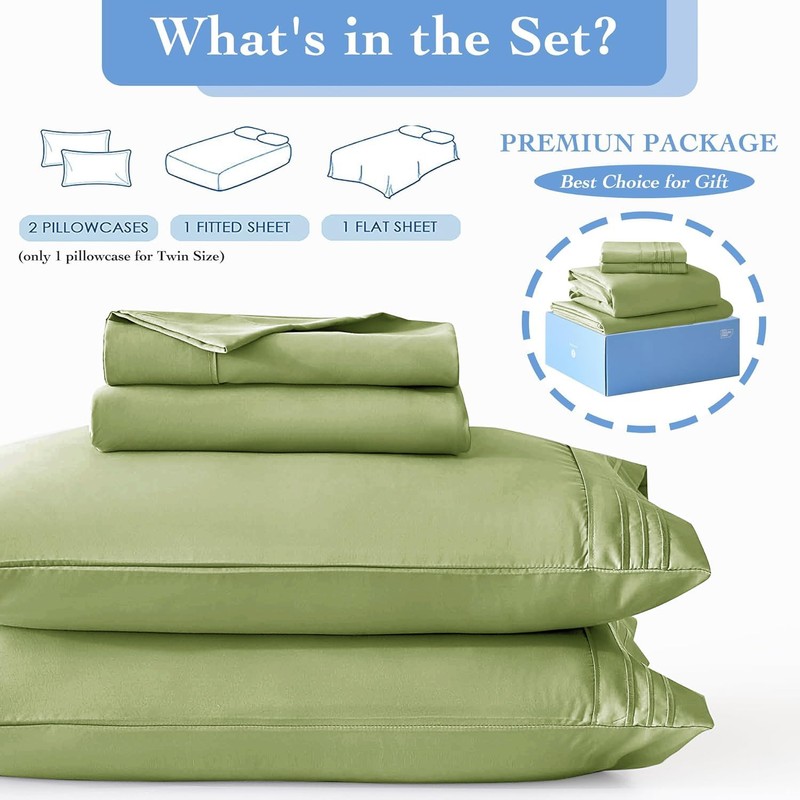 Queen Sheet Set-4pc Luxury Hotel Soft Bed Sheet Set, 100%