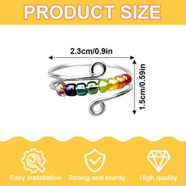 WeddHuis 4-Piece Anti-Stress Ring Set, Adjustable Anxiety Ring, Efficient Relief of Anxiety, Anti-Stress Rings, Spinning Ring with Beads for Girls and Women, Stress Relief, Anxiety