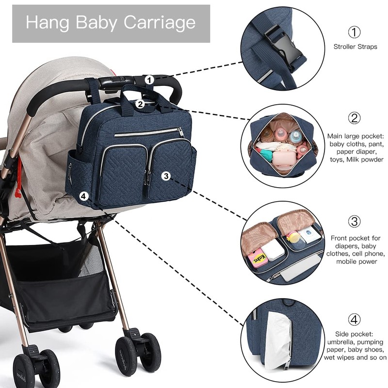 Kono Baby Changing Bag Weekender Travel Nappy Tote for Mom