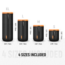 Neewer Camera Lens Pouch (4-Pack, 4-Size)- Thick Protective Bag with Drawstring Design, Orange Interior, Soft Plush Neoprene Bag for Sony, Canon, Nikon, Pentax, Olympus, Panasonic DSLR Lens