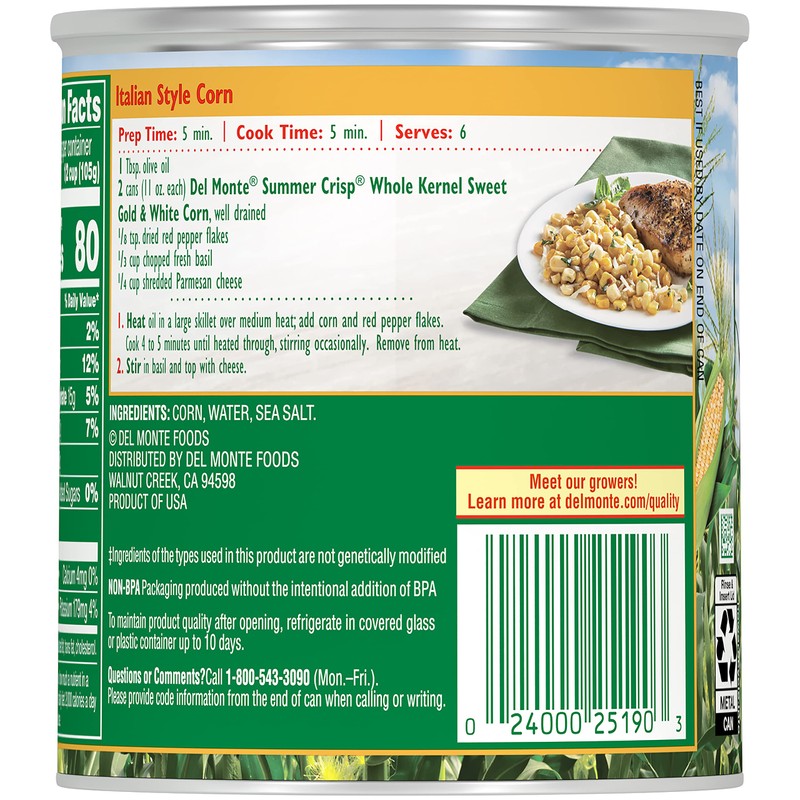 Del Monte Summer Crisp Whole Kernel Gold and White Corn,