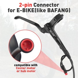 BALINGE E Bike Brake Calipers E Bike Hydraulic Brakes 2-Pin Power-Off Connector 2-Pistons E-Bike Electric Power-Off Hydraulic Front Brake with 160mm 6 Bolts Disc Rotor,Front