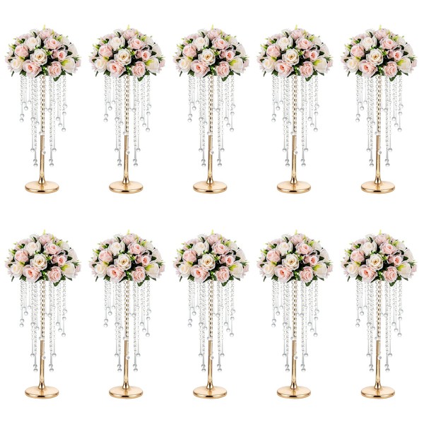 NUPTIO Gold Vases for Centerpieces Wedding - 10 Pcs 21.7in